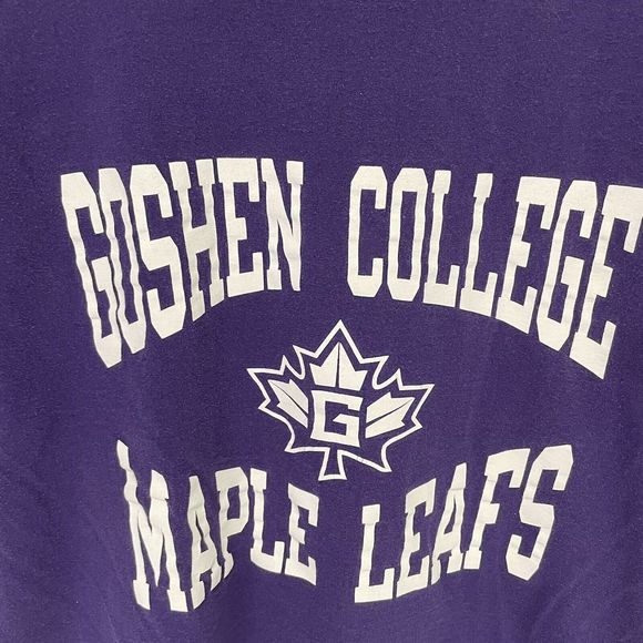 Goshen College Maple Leafs Graphic T Shirt, Large, Champion, Purple - Picture 3 of 8